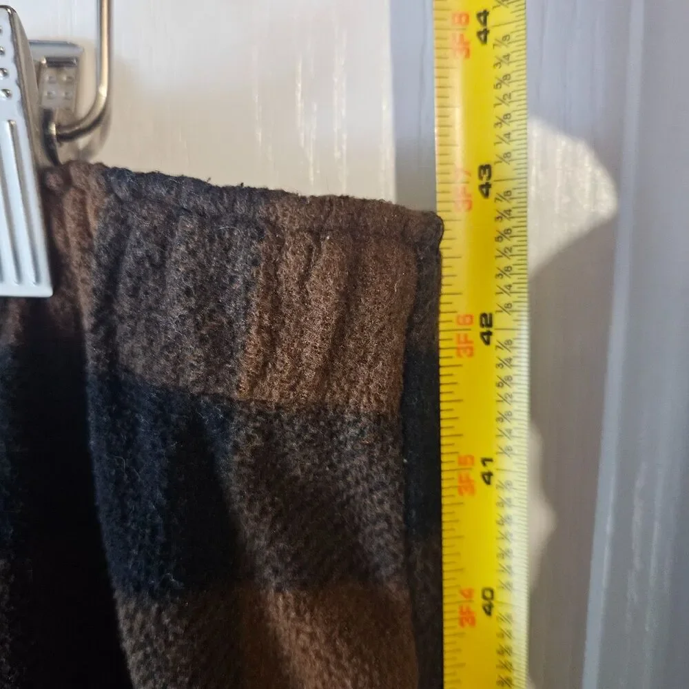 Skims Fleece Brown Plaid 2 peice Pajamas Size Large